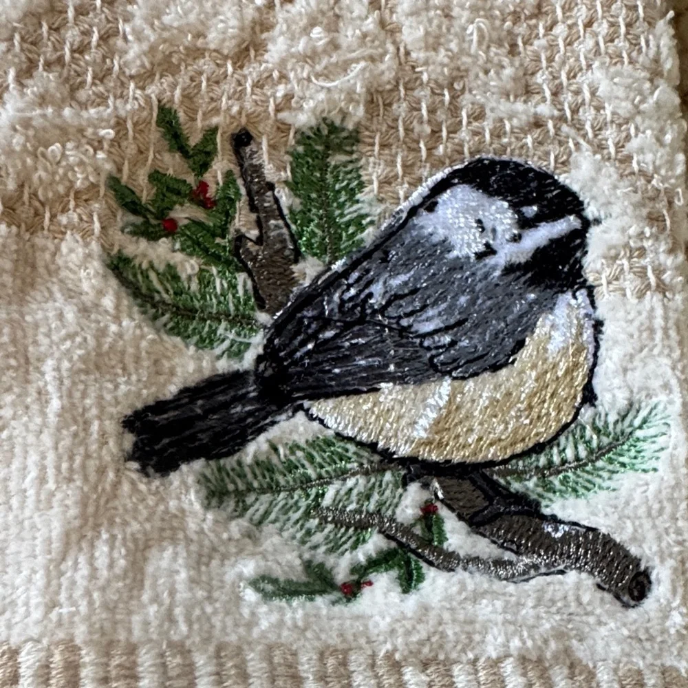 St. Nicholas Square Tan Hand Towels with Bird Design